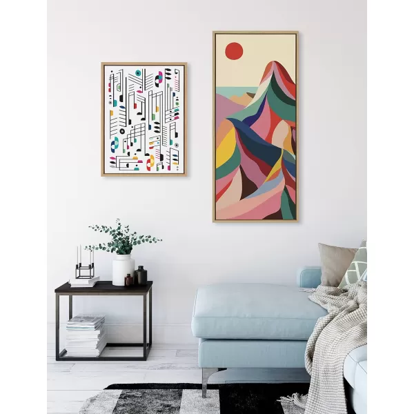 imageKate and Laurel Sylvie MCM Mountains Framed Canvas Wall Art by Rachel Lee of My Dream Wall 23x33 Natural Decorative Midcentury Modern Art for Wall18x40