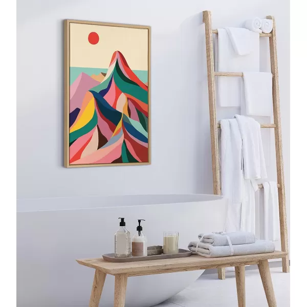imageKate and Laurel Sylvie MCM Mountains Framed Canvas Wall Art by Rachel Lee of My Dream Wall 23x33 Natural Decorative Midcentury Modern Art for Wall23x33