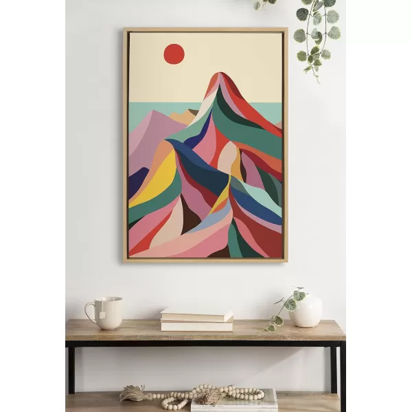 imageKate and Laurel Sylvie MCM Mountains Framed Canvas Wall Art by Rachel Lee of My Dream Wall 23x33 Natural Decorative Midcentury Modern Art for Wall23x33