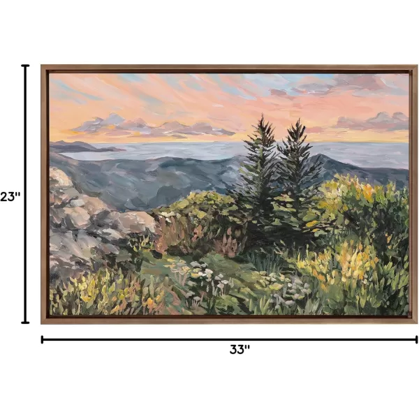 imageKate and Laurel Sylvie Maine Sunrise Framed Canvas Wall Art by Emily Kenney 23x33 Gray Mountain Ocean Nature Landscape Art for WallGold