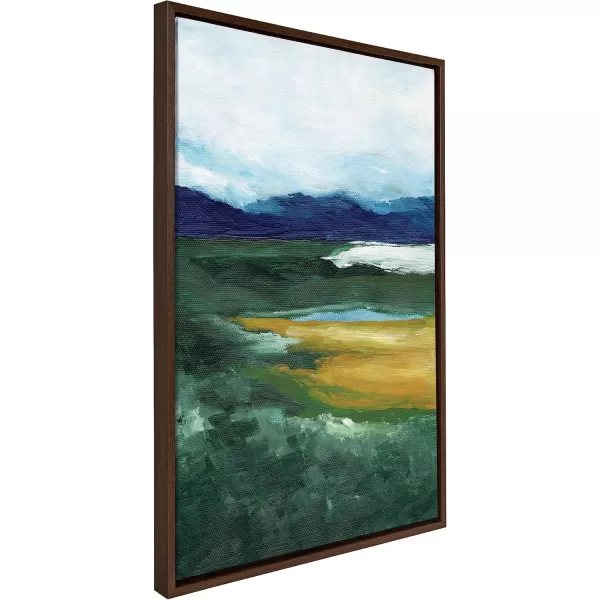 imageKate and Laurel Sylvie Misty Green Framed Canvas Wall Art by Nikita Jariwala 23x33 Natural Soft Painted Mountain Landscape Art for WallBrown