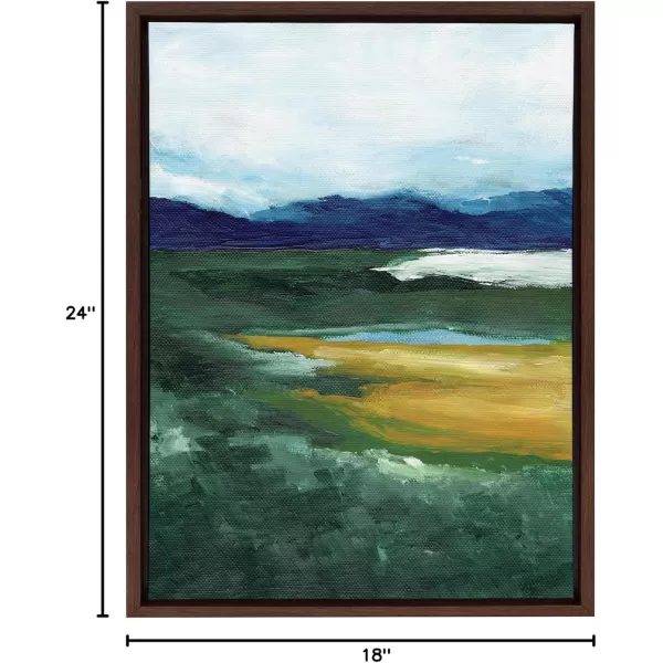imageKate and Laurel Sylvie Misty Green Framed Canvas Wall Art by Nikita Jariwala 23x33 Natural Soft Painted Mountain Landscape Art for WallBrown