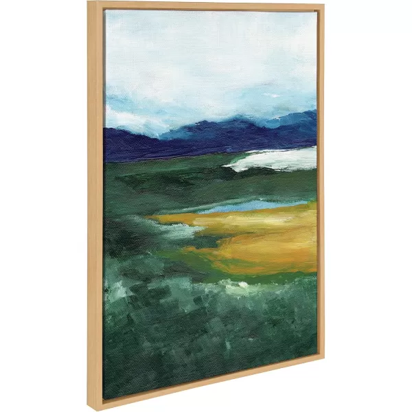 imageKate and Laurel Sylvie Misty Green Framed Canvas Wall Art by Nikita Jariwala 23x33 Natural Soft Painted Mountain Landscape Art for WallNatural