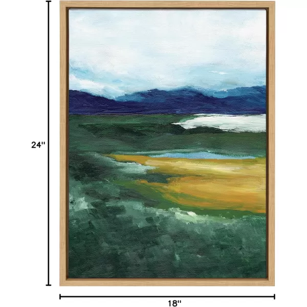 imageKate and Laurel Sylvie Misty Green Framed Canvas Wall Art by Nikita Jariwala 23x33 Natural Soft Painted Mountain Landscape Art for WallNatural