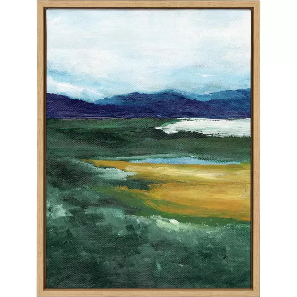 imageKate and Laurel Sylvie Misty Green Framed Canvas Wall Art by Nikita Jariwala 23x33 Natural Soft Painted Mountain Landscape Art for WallNatural