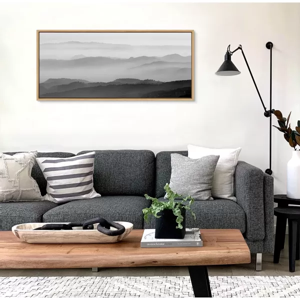 imageKate and Laurel Sylvie Misty Mountains BW Framed Canvas Wall Art by Crystal Lynn Collins 28x38 Natural Scenic Mountain Wall Art DecorNatural