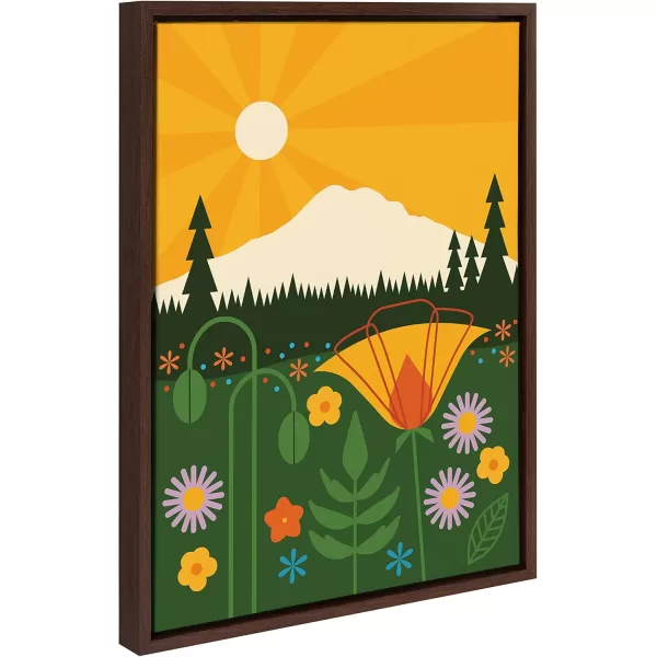 imageKate and Laurel Sylvie Mt Rainier Framed Canvas Wall Art by Amber Leaders Designs 18x24 Walnut Brown Mountain Landscape Art for Wall