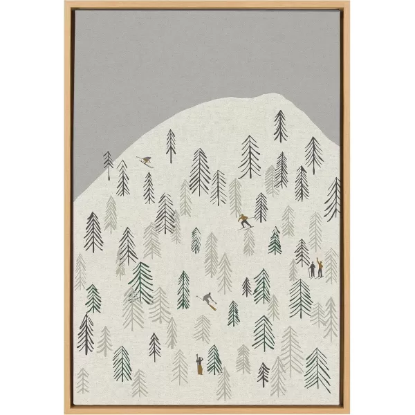 imageKate and Laurel Sylvie New Nostalgia Skiers Framed Canvas Wall Art by Hannah Beisang 23x33 Gray Minimal Ski Hill Art for WallNatural