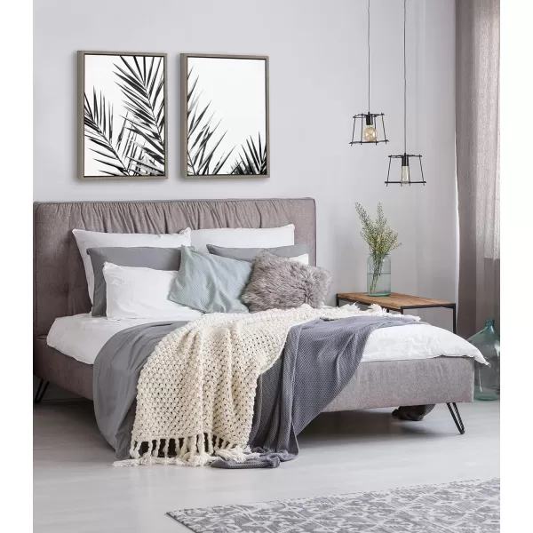 imageKate and Laurel Sylvie Palm I and II Black and White Framed Canvas Wall Art Set by Amy Lighthall 2 Piece Set 18x24 Natural Botanical Beach Art Wall DcorGray