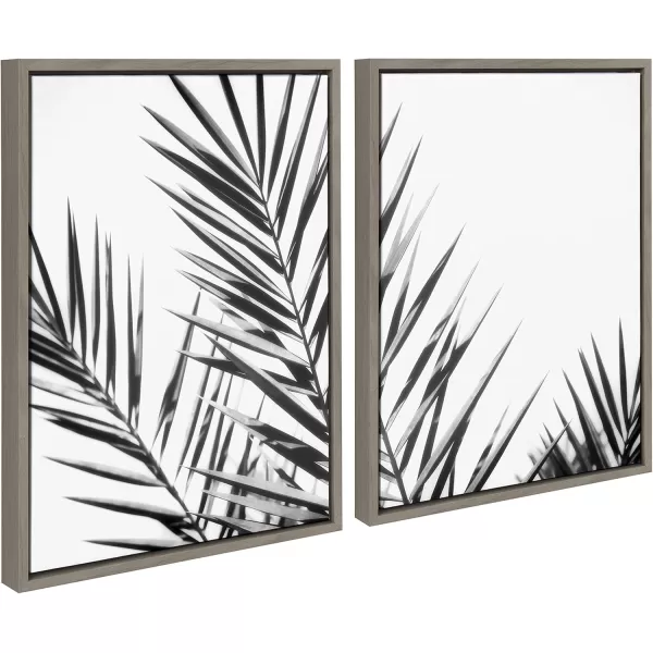 imageKate and Laurel Sylvie Palm I and II Black and White Framed Canvas Wall Art Set by Amy Lighthall 2 Piece Set 18x24 Natural Botanical Beach Art Wall DcorGray