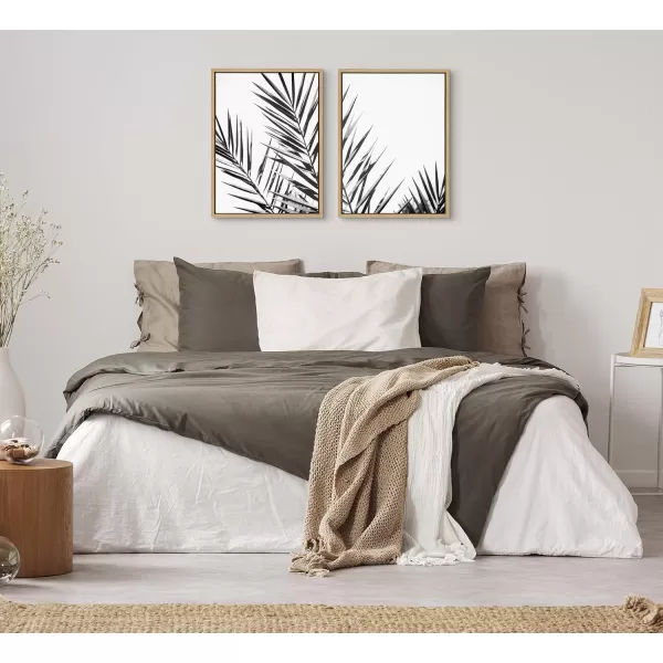 imageKate and Laurel Sylvie Palm I and II Black and White Framed Canvas Wall Art Set by Amy Lighthall 2 Piece Set 18x24 Natural Botanical Beach Art Wall DcorNatural