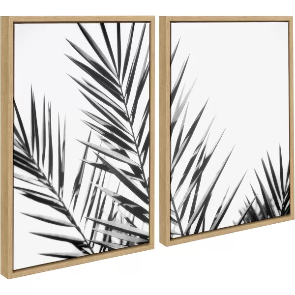 imageKate and Laurel Sylvie Palm I and II Black and White Framed Canvas Wall Art Set by Amy Lighthall 2 Piece Set 18x24 Natural Botanical Beach Art Wall DcorNatural