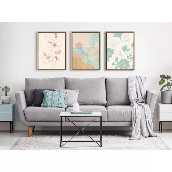 imageKate and Laurel Sylvie Satisfy My Soul Framed Canvas Wall Art by Kasey Free 18x24 Natural Beautiful Beach Decor