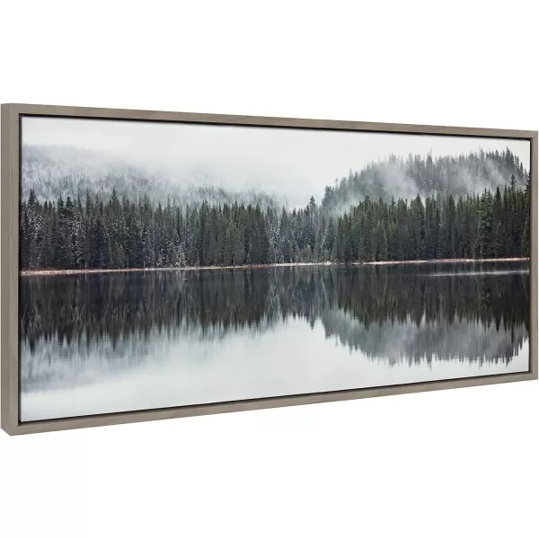 imageKate and Laurel Sylvie Still Reflection Framed Canvas Wall Art by Emiko and Mark Franzen of F2Images 18x40 Natural Geographic Nature Art for WallGray