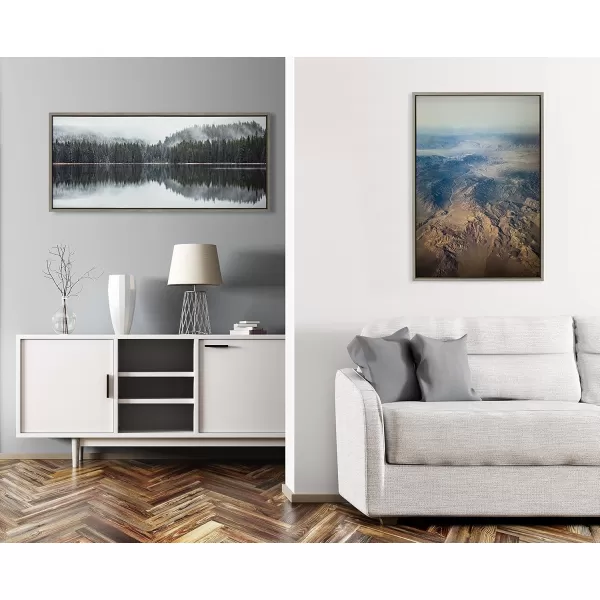 imageKate and Laurel Sylvie Still Reflection Framed Canvas Wall Art by Emiko and Mark Franzen of F2Images 18x40 Natural Geographic Nature Art for WallGray