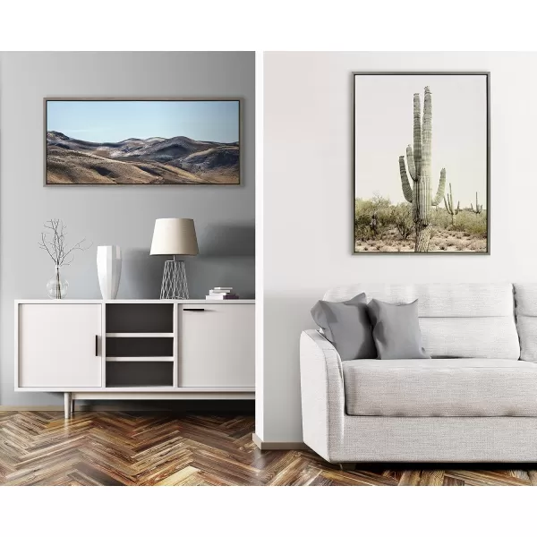 imageKate and Laurel Sylvie Sunrise Cactus Framed Canvas Wall Art by Amy Peterson Art Studio 23x33 Gray Modern Botanical Cactus Plant Art for WallGray