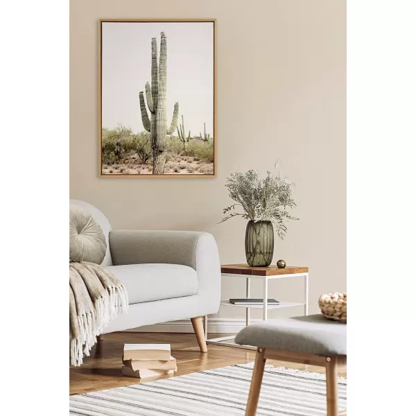 imageKate and Laurel Sylvie Sunrise Cactus Framed Canvas Wall Art by Amy Peterson Art Studio 23x33 Gray Modern Botanical Cactus Plant Art for WallNatural