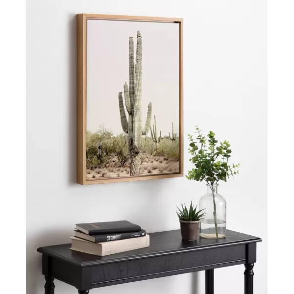 imageKate and Laurel Sylvie Sunrise Cactus Framed Canvas Wall Art by Amy Peterson Art Studio 23x33 Gray Modern Botanical Cactus Plant Art for WallNatural