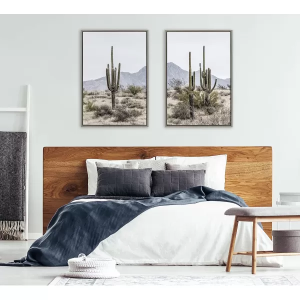 imageKate and Laurel Sylvie Tall Saguaro Cacti Desert Mountain 1 and 2 Framed Canvas Wall Art Set by The Creative Bunch Studio 2 Piece Set 23x33 Gray Botanical Natural Wall Dcor Art Set