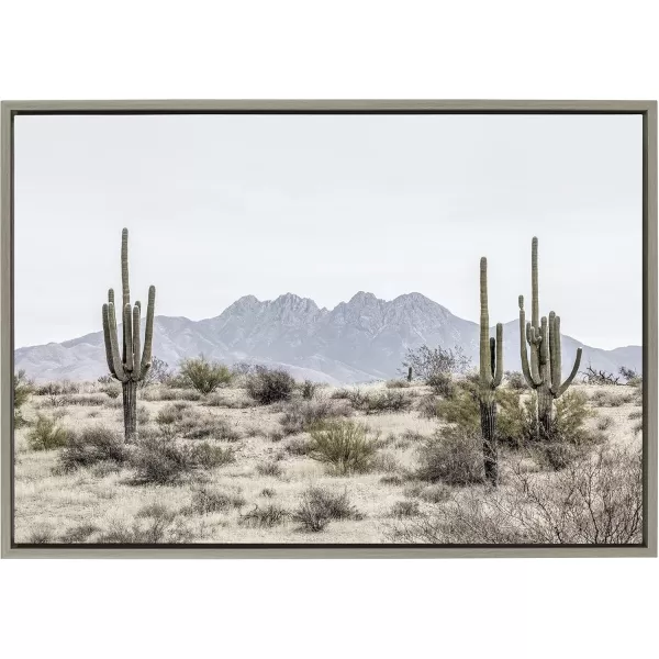 imageKate and Laurel Sylvie Tall Saguaro Cacti Desert Mountain Framed Canvas Wall Art by The Creative Bunch Studio Set of 2 18x24 Gray Decorative Desert Art Print for WallGray