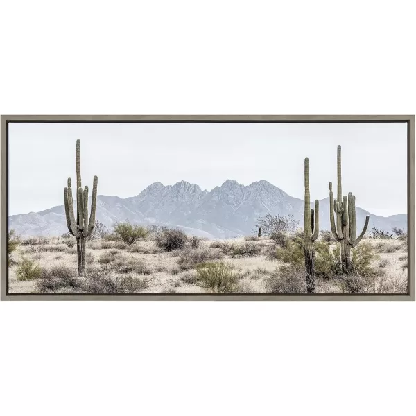 imageKate and Laurel Sylvie Tall Saguaro Cacti Desert Mountain Framed Canvas Wall Art by The Creative Bunch Studio Set of 2 18x24 Gray Decorative Desert Art Print for WallGray