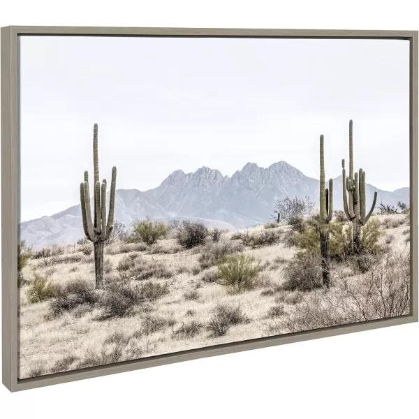 imageKate and Laurel Sylvie Tall Saguaro Cacti Desert Mountain Framed Canvas Wall Art by The Creative Bunch Studio Set of 2 18x24 Gray Decorative Desert Art Print for WallGray