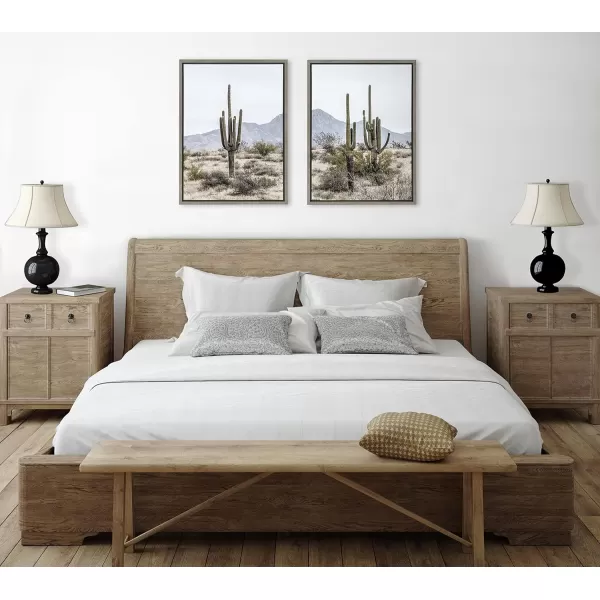 imageKate and Laurel Sylvie Tall Saguaro Cacti Desert Mountain Framed Canvas Wall Art by The Creative Bunch Studio Set of 2 18x24 Gray Decorative Desert Art Print for WallGray