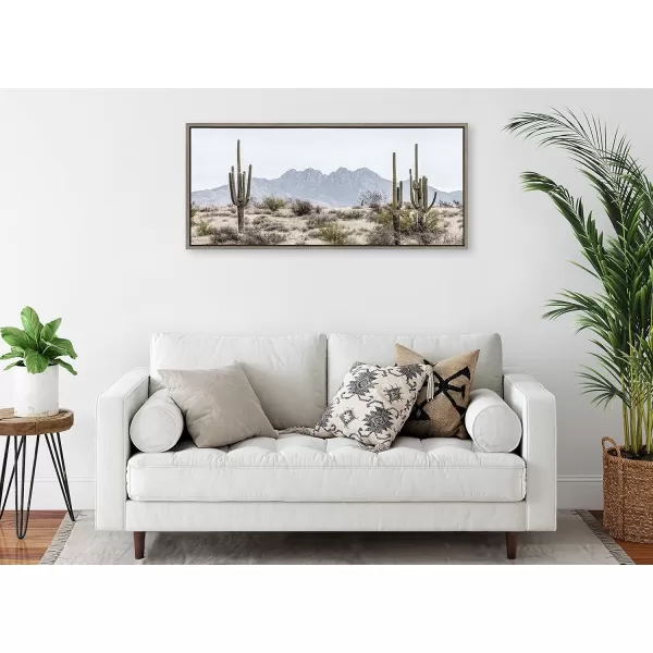 imageKate and Laurel Sylvie Tall Saguaro Cacti Desert Mountain Framed Canvas Wall Art by The Creative Bunch Studio Set of 2 18x24 Gray Decorative Desert Art Print for WallGray