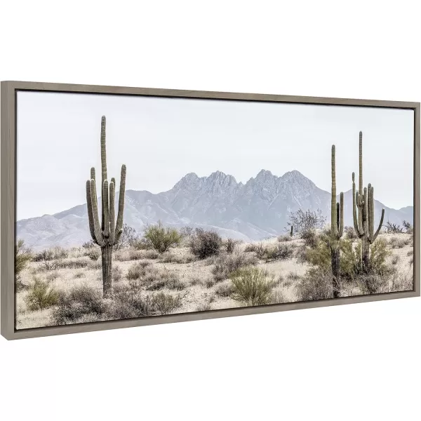 imageKate and Laurel Sylvie Tall Saguaro Cacti Desert Mountain Framed Canvas Wall Art by The Creative Bunch Studio Set of 2 18x24 Gray Decorative Desert Art Print for WallGray