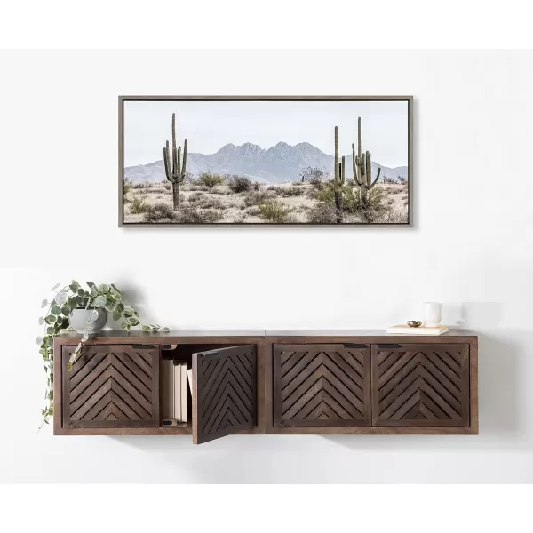 imageKate and Laurel Sylvie Tall Saguaro Cacti Desert Mountain Framed Canvas Wall Art by The Creative Bunch Studio Set of 2 18x24 Gray Decorative Desert Art Print for WallGray