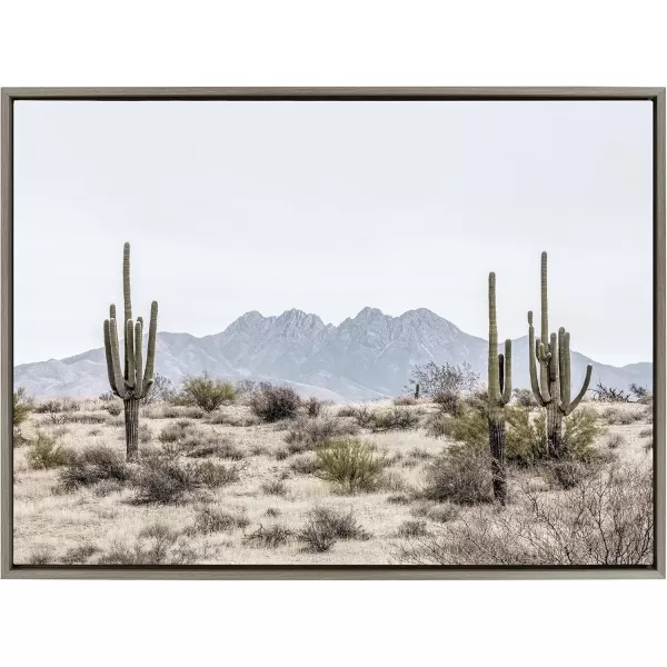 imageKate and Laurel Sylvie Tall Saguaro Cacti Desert Mountain Framed Canvas Wall Art by The Creative Bunch Studio Set of 2 18x24 Gray Decorative Desert Art Print for WallGray