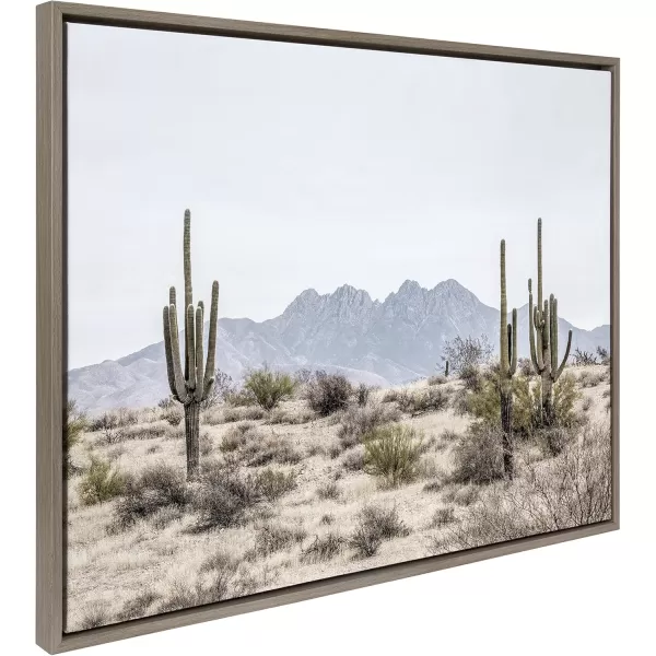 imageKate and Laurel Sylvie Tall Saguaro Cacti Desert Mountain Framed Canvas Wall Art by The Creative Bunch Studio Set of 2 18x24 Gray Decorative Desert Art Print for WallGray