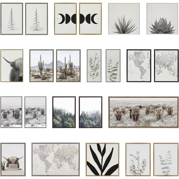 imageKate and Laurel Sylvie Tall Saguaro Cacti Desert Mountain Left Middle and Right Framed Canvas Wall Art Set by The Creative Bunch Studio 3 Piece Set 18x24 Gray Botanical Natural Wall Dcor Art Set