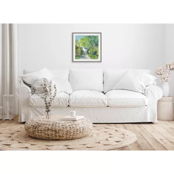 imageKate and Laurel Sylvie The Lane and Sea Framed Canvas Wall Art by Patricia Shaw 22x22 Gray Soft Watercolor Landscape Art for WallGray