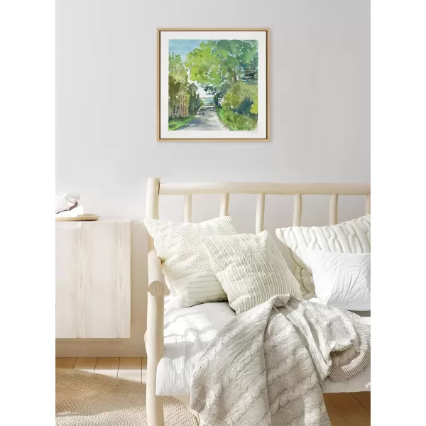 imageKate and Laurel Sylvie The Lane and Sea Framed Canvas Wall Art by Patricia Shaw 22x22 Gray Soft Watercolor Landscape Art for WallNatural
