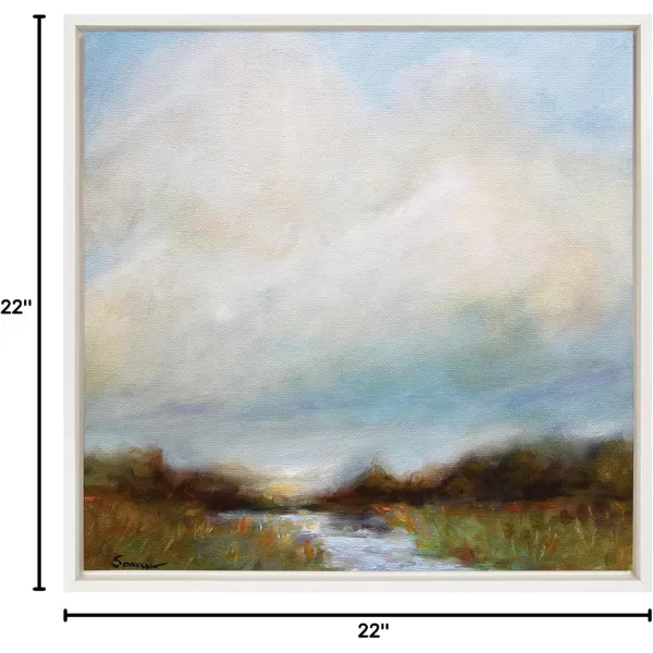 imageKate and Laurel Sylvie Tranquility Framed Canvas Wall Art by Mary Sparrow 30x30 Gold Peaceful Nature Ocean Beach Landscape Art for WallWhite