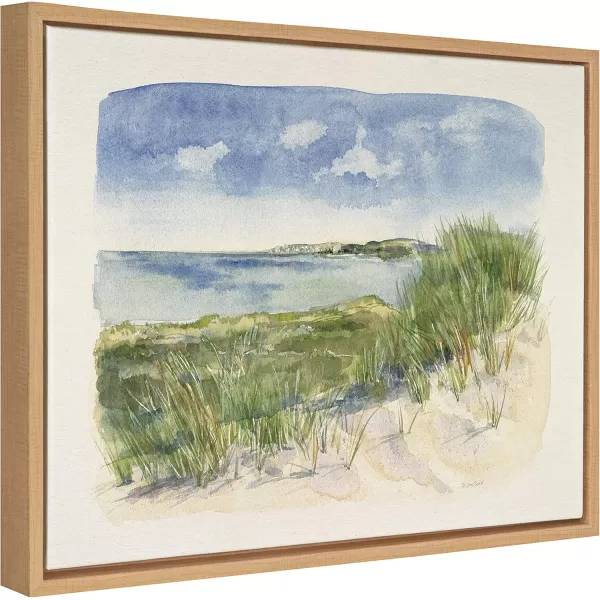 imageKate and Laurel Sylvie by The Sea Framed Linen Textured Canvas Wall Art by Patricia Shaw 18x24 Natural Coastal Art for Wall