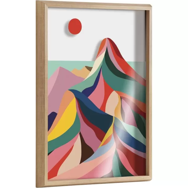 imageKate and Laurel Blake MCM Mountains Framed Printed Glass Wall Art by Rachel Lee of My Dream Wall 18 x 24 Natural Decorative Boho Mountain Art