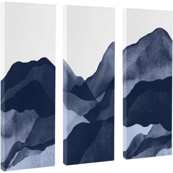 imageKate and Laurel Blue Abstract Mountain Range Canvas Wall Art Set by Amy Lighthall 3 Piece 12 x 28 Decorative Nature Art for Wall