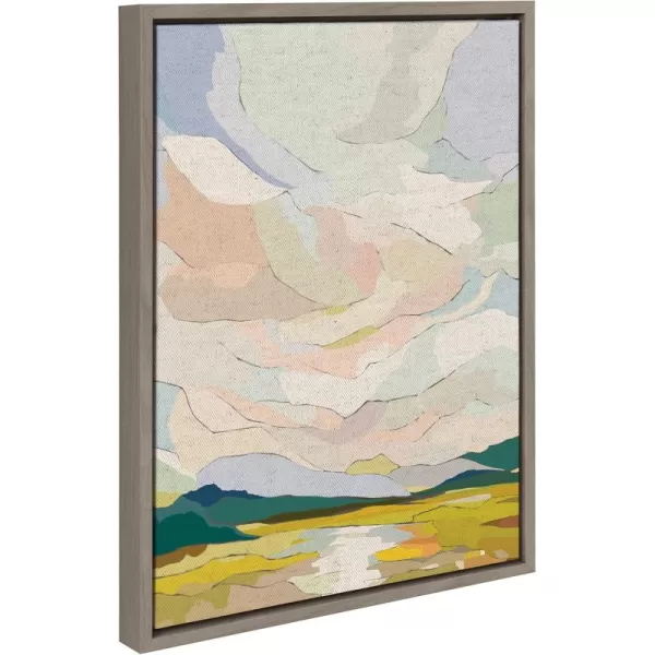 imageKate and Laurel Sylvie Autumn Sky Framed Canvas Wall Art by Nikita Jariwala 18x24 Natural Soft Colorful Nature Landscape Art for Wall Home DecorGray