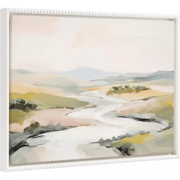 imageKate and Laurel Sylvie Beaded Tranquil Landscape II Vintage Framed Canvas Wall Art by Amy Lighthall 18x24 Gold Abstract Nature Painting Art for WallWhite