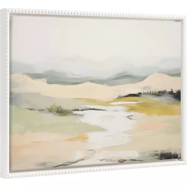 imageKate and Laurel Sylvie Beaded Tranquil Landscape Vintage Framed Canvas Wall Art by Amy Lighthall 315x415 Gold Abstract Nature Painting Art for WalWhite