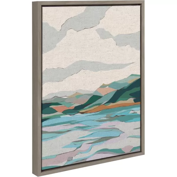 imageKate and Laurel Sylvie Dal Lake Framed Canvas Wall Art by Nikita Jariwala 18x24 Natural Soft Colorful Nature Landscape Art for Wall Home DecorGray