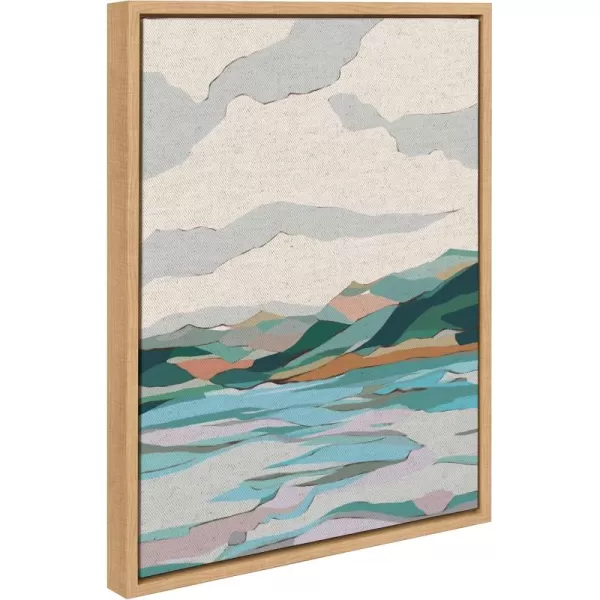 imageKate and Laurel Sylvie Dal Lake Framed Canvas Wall Art by Nikita Jariwala 18x24 Natural Soft Colorful Nature Landscape Art for Wall Home DecorNatural