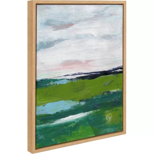 imageKate and Laurel Sylvie Emerald Framed Canvas Wall Art by Nikita Jariwala 18x24 Natural Soft Abstract Prairie Landscape Art for Wall DecorNatural