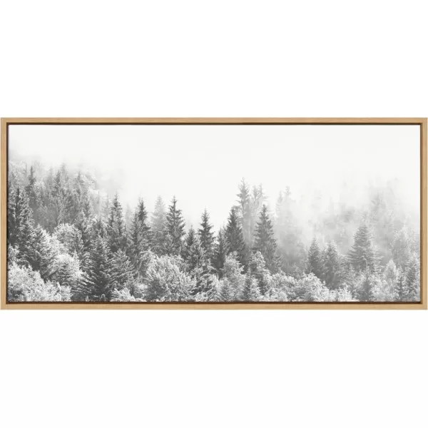 imageKate and Laurel Sylvie Forest On A Foggy Day Black and White Framed Canvas Wall Art by The Creative Bunch Studio 18x40 Black Decorative Landscape Art for WallNatural