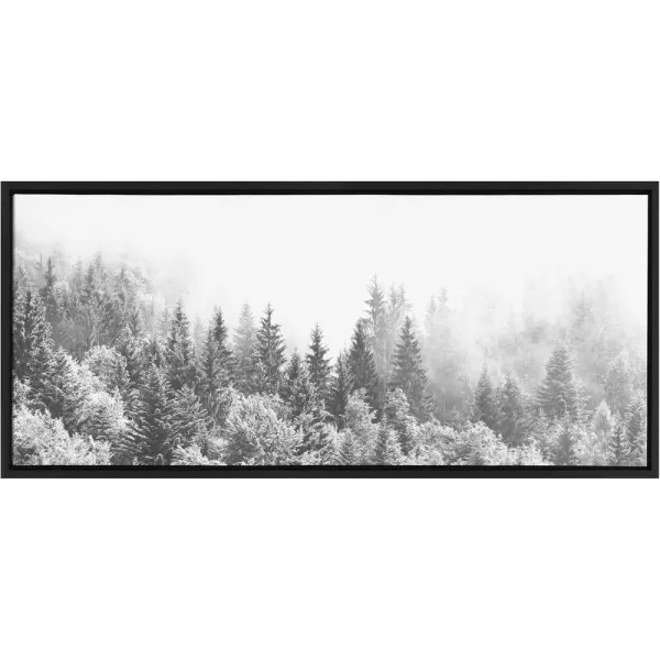 imageKate and Laurel Sylvie Forest On A Foggy Day Black and White Framed Canvas Wall Art by The Creative Bunch Studio 18x40 Black Decorative Landscape Art for WallBlack