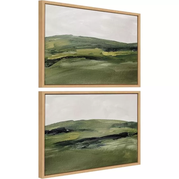 imageKate and Laurel Sylvie Green Mountain Landscape I and II Framed Canvas Wall Art Set by Amy Lighthall 2 Piece Set 18x24 Natural Modern Soft Watercolor Nature Landscape Art for Wall Home DcorNatural