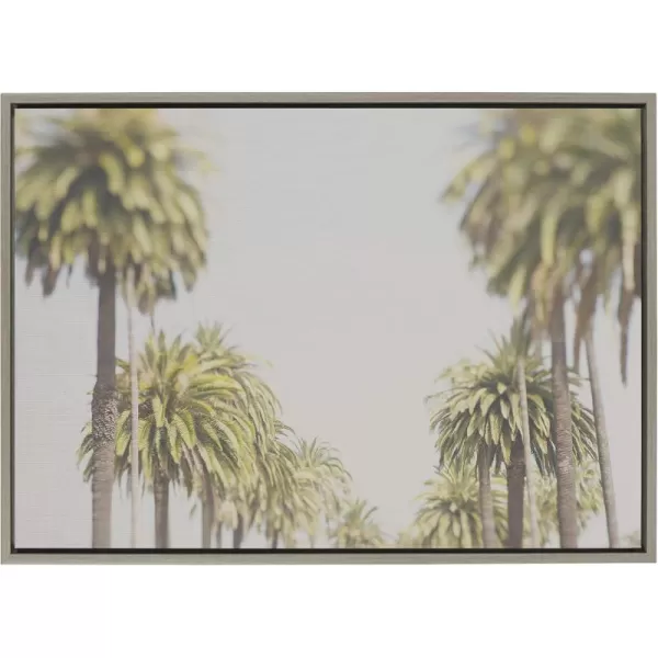 imageKate and Laurel Sylvie LA California Palm Trees Framed Canvas Wall Art by Laura Evans 23x33 Gray Beautiful West Coast Wall Decor