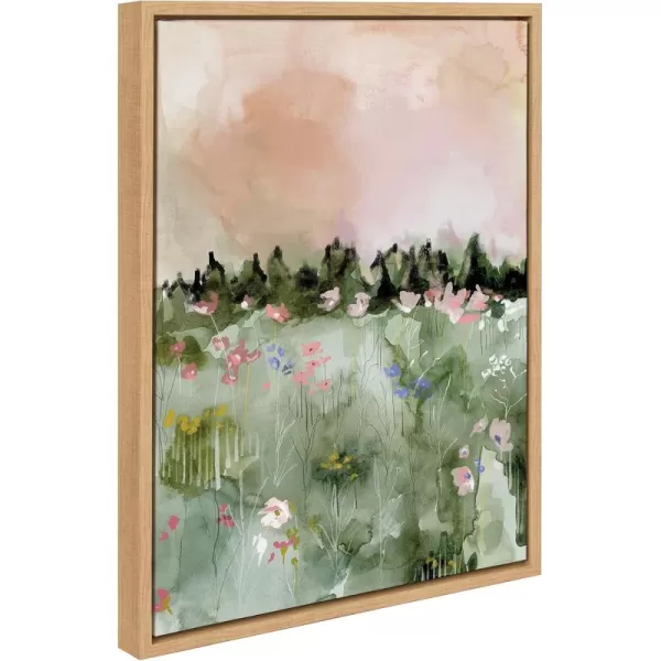 imageKate and Laurel Sylvie Landscape 01 Framed Canvas Wall Art by Annie Quigley 18x24 Natural Soft Watercolor Nature Landscape with Greenery Art for Wall DecorNatural